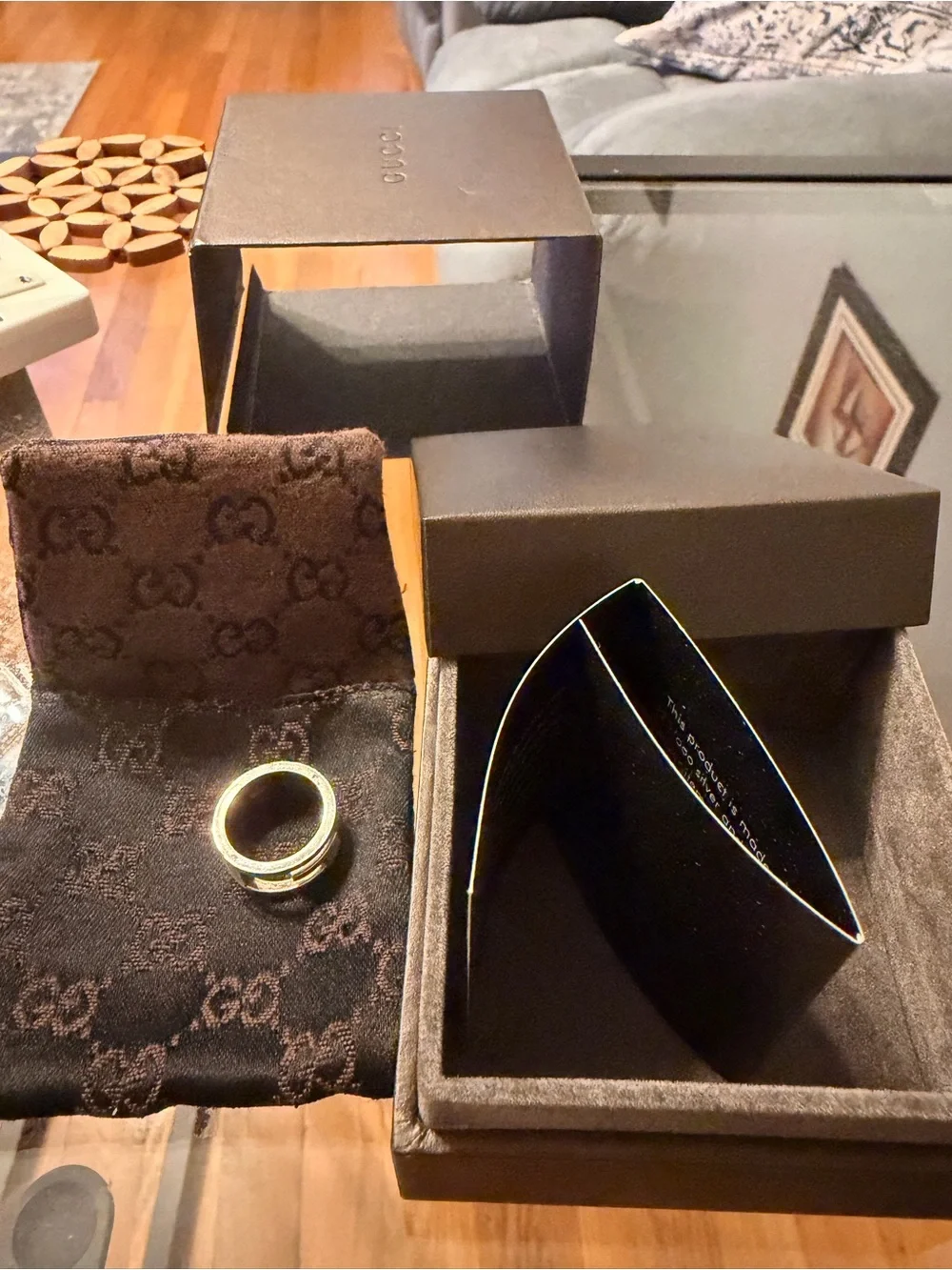 Gucci Silver-Tone Open Square Ring size 4.5